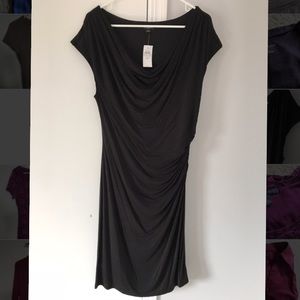 Ann Taylor Faux Wrap Black Dress
